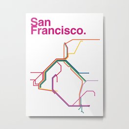 San Francisco Transit Map Metal Print | Illustration, Drawing, Digital, Pattern 