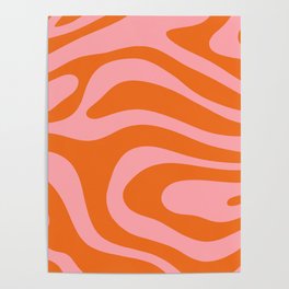 Abstract Retro 70s Orange Pink Poster