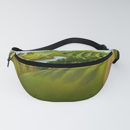 American River Valley, Orchard, Homestead, and River landscape painting by Grant Wood Fanny Pack