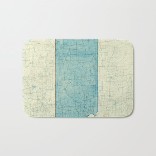 Kansas State Map Blue Vintage Bath Mat