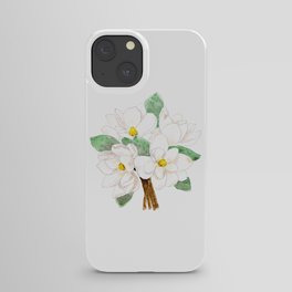 white magnolia bouquet flowers  ink and watercolor  iPhone Case