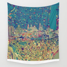 philadelphia city skyline map Wall Tapestry