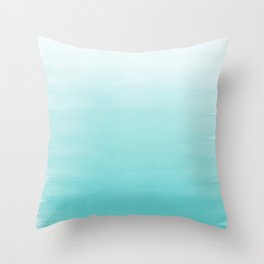 Modern teal watercolor gradient ombre brushstrokes pattern Throw Pillow