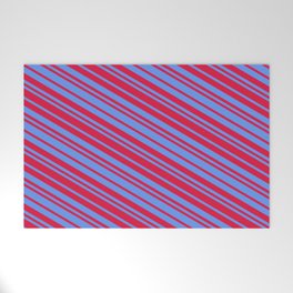 [ Thumbnail: Crimson and Cornflower Blue Colored Lines Pattern Welcome Mat ]