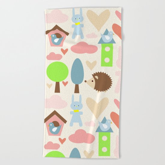 Bunny fun land Beach Towel
