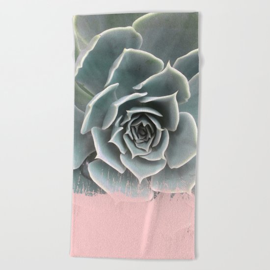 Sweet Pink Paint on Succulent Beach Towel