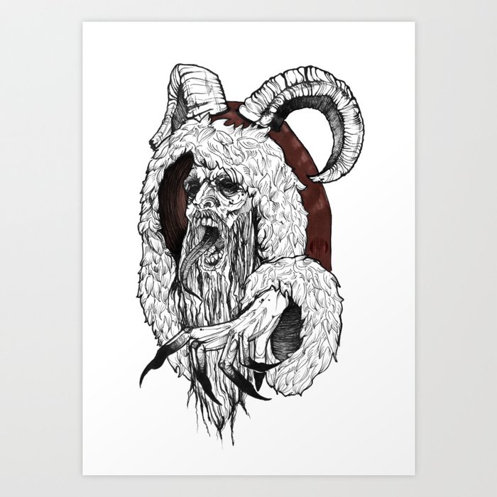 Krampus Art Print By Paradisesirin Society6 How to draw krampus this is one of the cooler christmas villains i've seen. krampus art print by paradisesirin