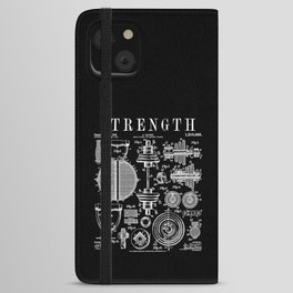 Gym Fitness Workout Dumbbell Kettlebell Vintage Patent Print iPhone Wallet Case