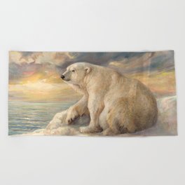 Polar Bear Rests On The Ice - Arctic Alaska Beach Towel
