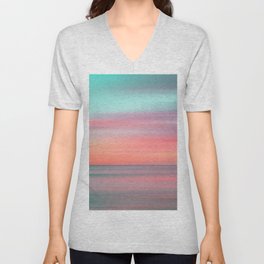 Evening Sunset Colors at Sea V Neck T Shirt