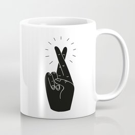 Fingers Crossed / Black & White Coffee Mug