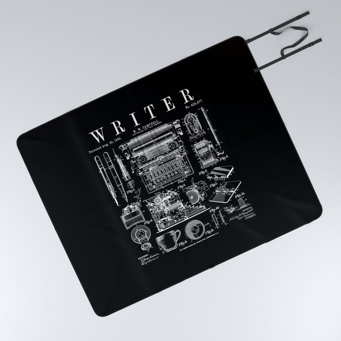 Writer Author Novelist Bookish Writing Tools Vintage Patent Picnic Blanket