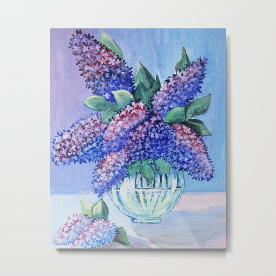bouquet of lilac in a glass vase Metal Print