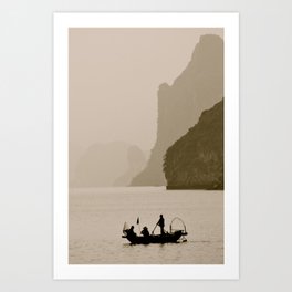 Fishermen, Halong Bay, Vietnam Art Print