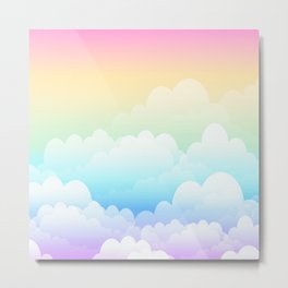 Rainbow Dreamy Clouds Metal Print