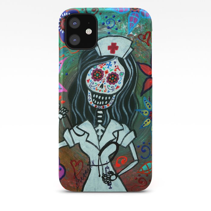 My Favorite Nurse Mexican Day Of The Dead Painting Iphone Case By