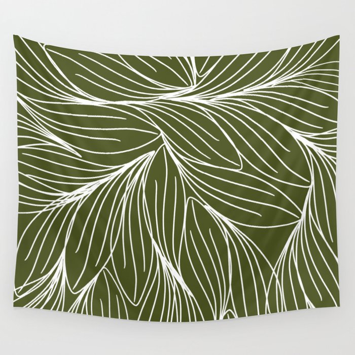 Olive Green Floral Wall Tapestry by MAGGE STYLE Society6
