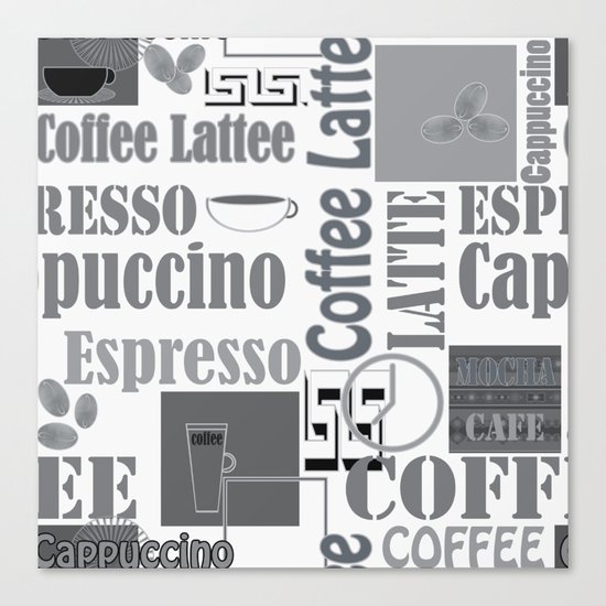 Black and white pattern. "Favourite coffee " Canvas Print
