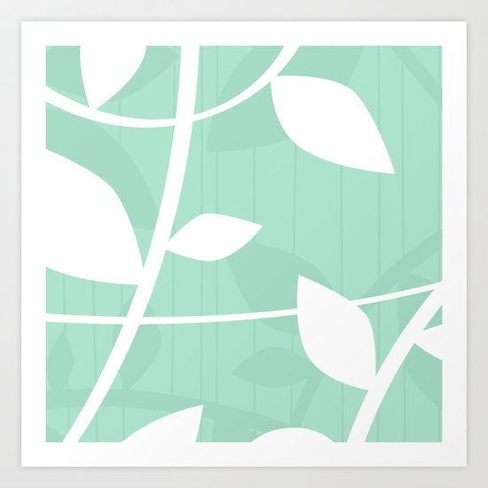Vine pattern in Mint by Friztin Art Print