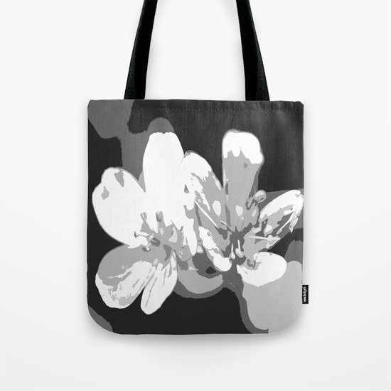 Retro Flowers in Black and White Tote Bag
