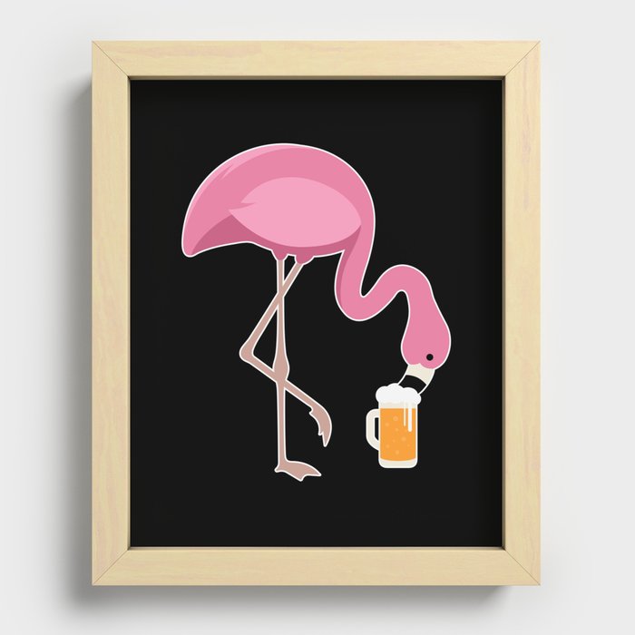 Beer Lover Flamingo Recessed Framed Print
