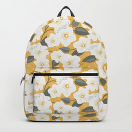 Gentle white field bindweed on a gold background Backpack