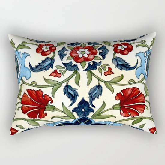 Tile with Carnations Rectangular Pillow