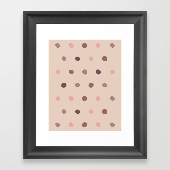 Pale pink big blob polka dots pattern Framed Art Print