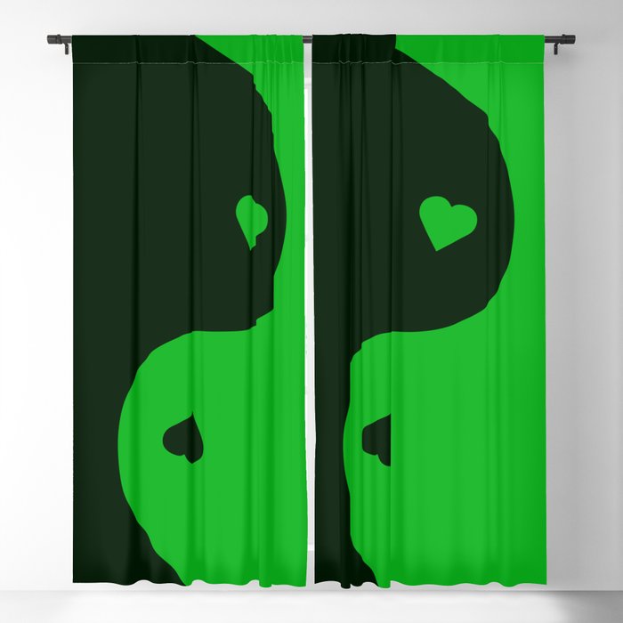 Green Crayon Yin Yang Heart Blackout Curtain