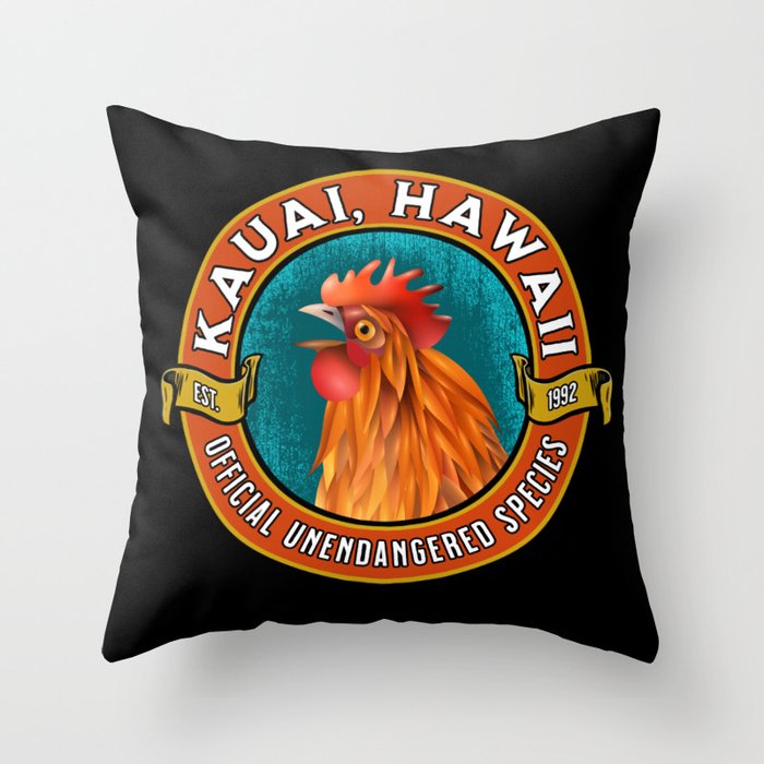 Kauai Chicken Official Unendangered Species Souvenir Throw Pillow