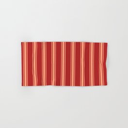[ Thumbnail: Red & Light Salmon Colored Lines Pattern Hand & Bath Towel ]