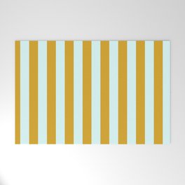 [ Thumbnail: Goldenrod & Light Cyan Colored Lines Pattern Welcome Mat ]