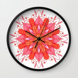 warm colors mandala art Wall Clock