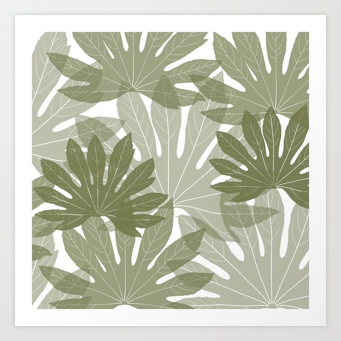 Green tropical leaves Art Print