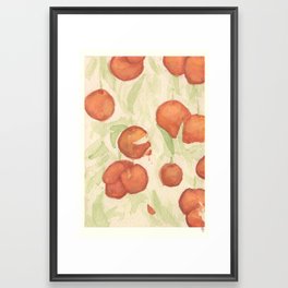Orange Hanging Fruit Watercolor Framed Art Print