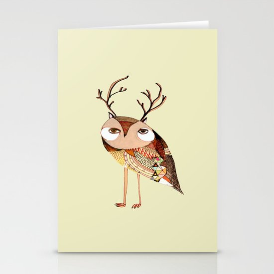 owl print, owl illustration, owl art, owl Stationery Cards