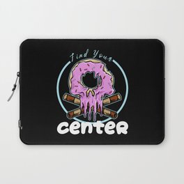 Find Your Center Grungy Skull Donut Pun Laptop Sleeve