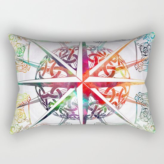 Travellers Spirit Colourful Celtic Compass Design Rectangular Pillow
