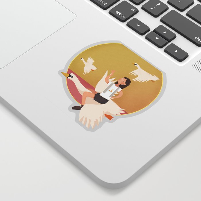 Fly Girl And White Swan Sticker