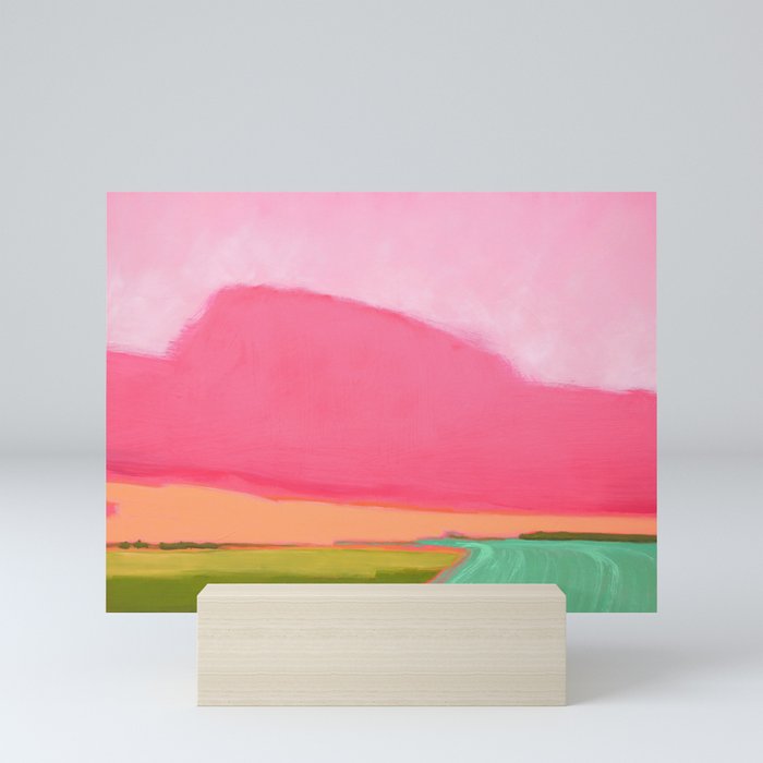 Pink and green abstract landscape - Memorial Day, Revisited Mini Art Print