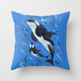 Killer Whale and Baby Throw Pillow