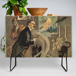 Vintage magician poster Credenza