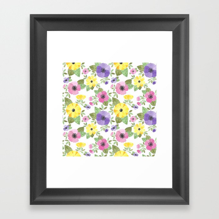 Spring Bouquet Watercolor Framed Art Print