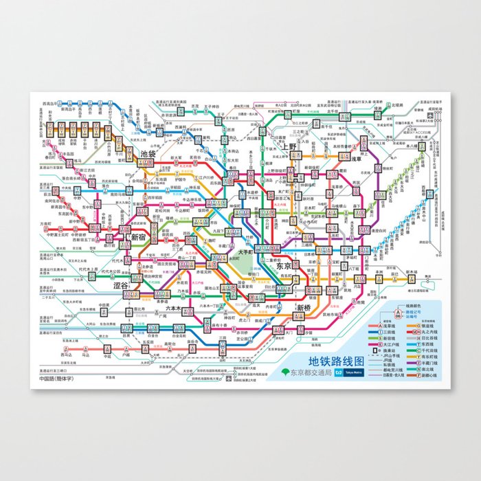 Tokyo Subway Map Canvas Print