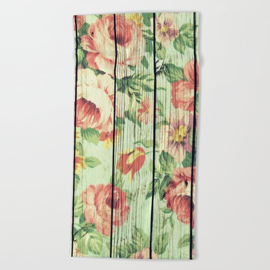 Flowers on Wood 05 Beach Towel