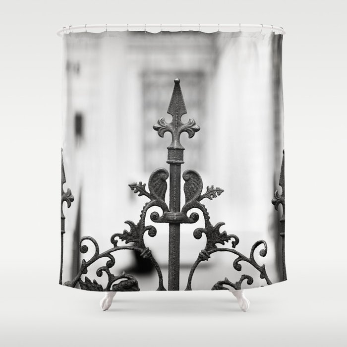 New Orleans Marigny Black And White Fence Shower Curtain By New Orleans Marigny Black And White Fence Shower Curtain