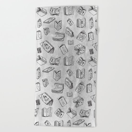 Classics - Book Pattern (White) Beach Towel