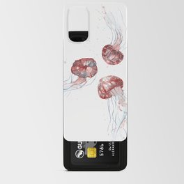 playful red jellyfish in watercolor Android Card Case