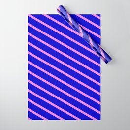 [ Thumbnail: Violet & Blue Colored Lined/Striped Pattern Wrapping Paper ]
