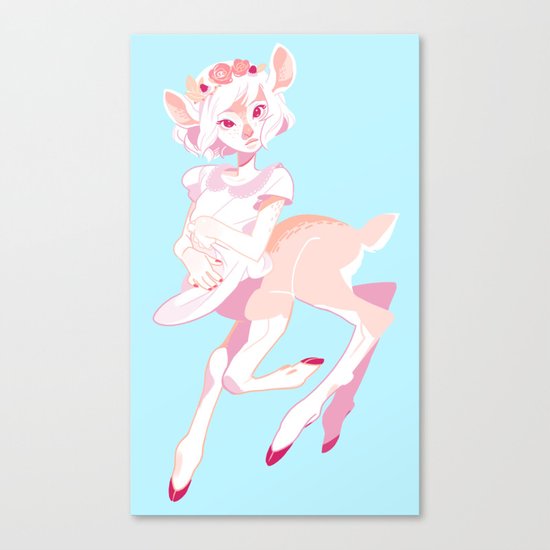 Deertaur - Pink Canvas Print